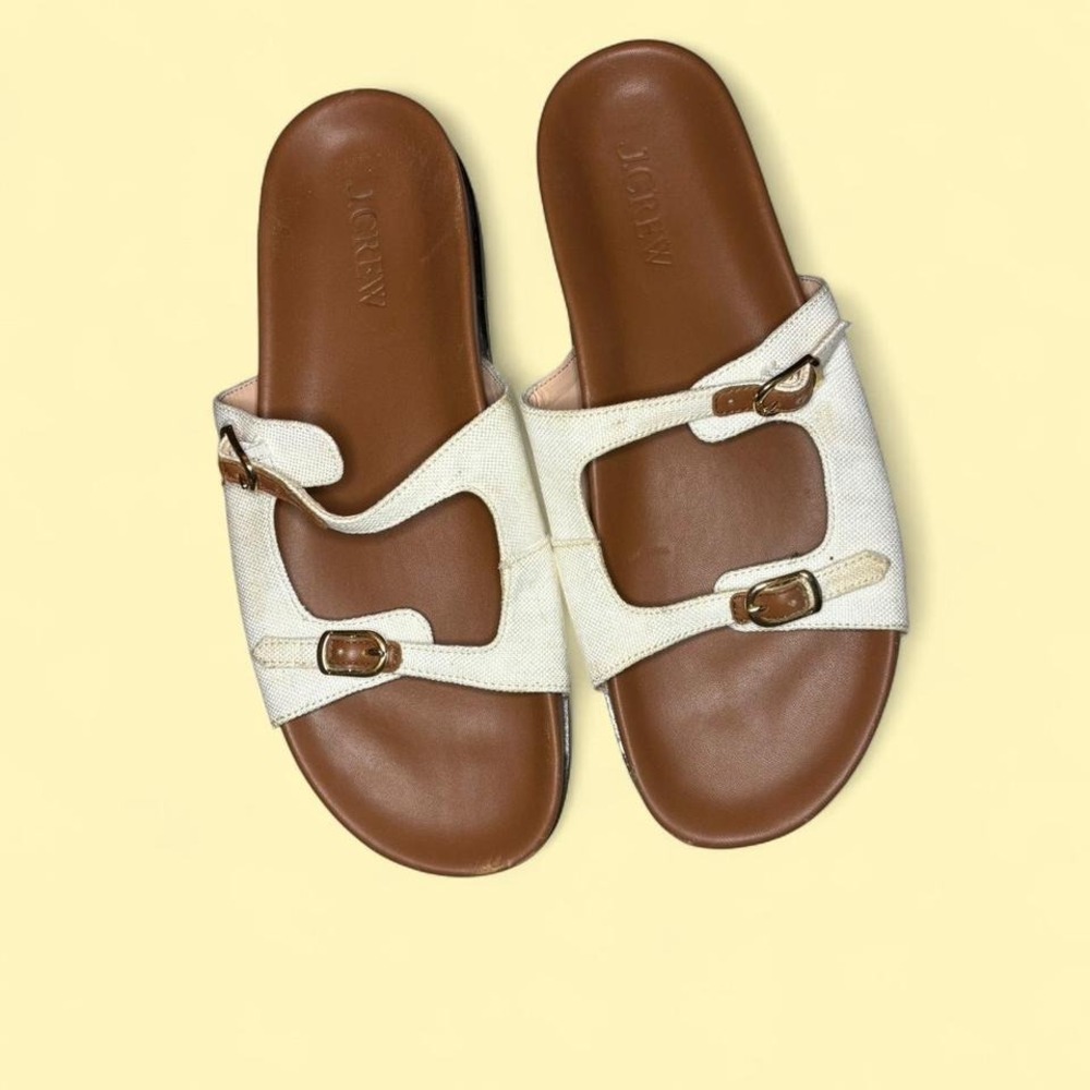 J.Crew leather and canvas slip sandals